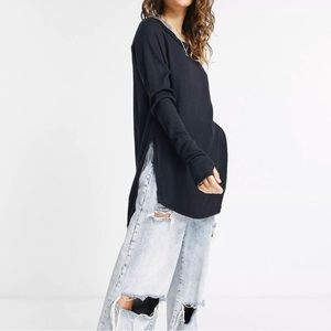 Free People Snowy thermal top in black